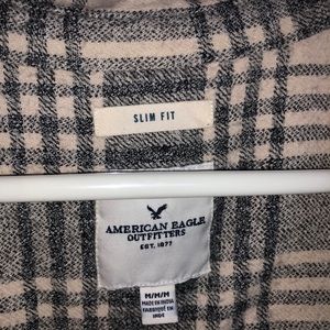 American Eagle Slim Fit Gray & White Flannel